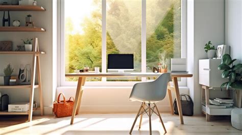 Premium AI Image | Modern Home Office with Abundant Natural Light