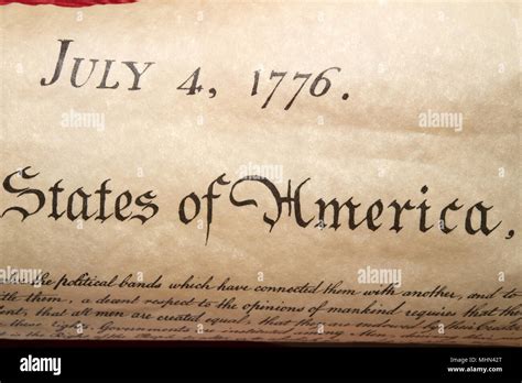 American Declaration of independence 4th july 1776 detail Stock Photo ...