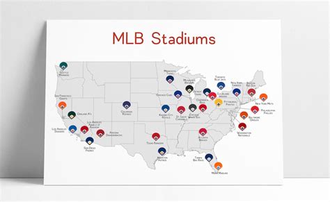 Baseball Map Baseball Stadiums Map MLB Stadium Print - Etsy