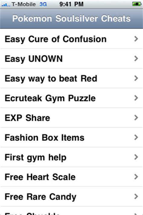 Pokemon SoulSilver Cheats App for iPad - iPhone - Reference