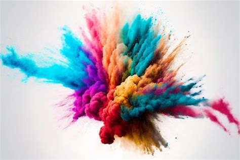 Premium AI Image | Multicolored powder splatted on white background ...