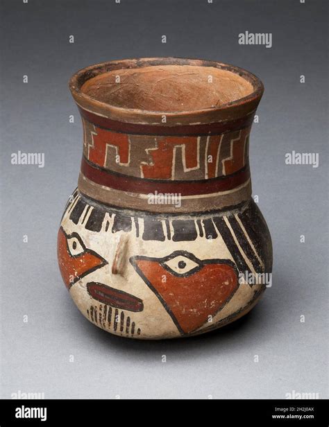 Jar Depicting a Head with Face Painting, 180 B.C./A.D. 500 Stock Photo ...