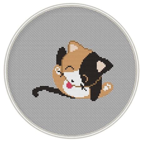 Counted cross stitch pattern, funny cross stith pattern, Cute Cat ...