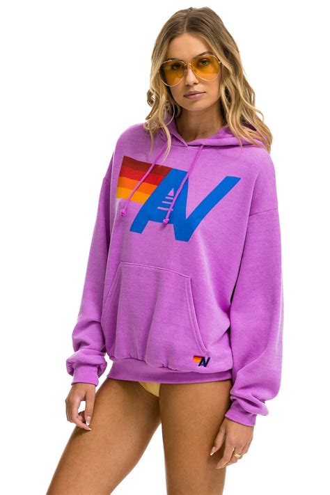 LOGO PULLOVER RELAXED HOODIE - NEON PURPLE - Aviator Nation