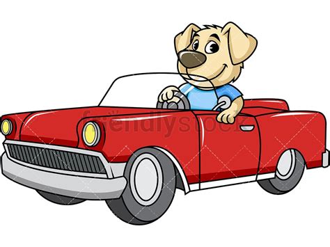 Mascot Dog Driving Car Cartoon Vector Clipart - FriendlyStock