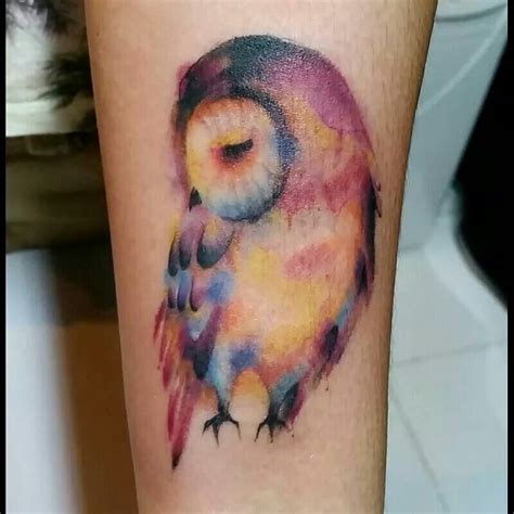 Owl watercolor tattoo. Love everything about it.. | Watercolor owl ...