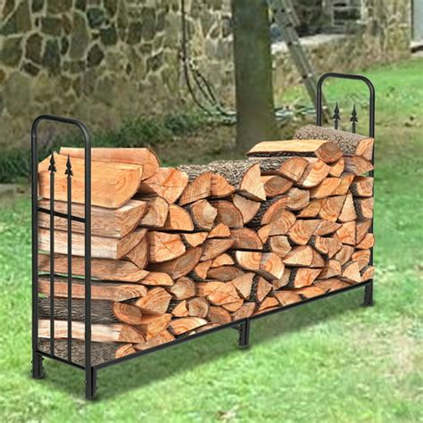 72in Outdoor Firewood Rack, Premium Metal Fireplace Logs Rack for ...