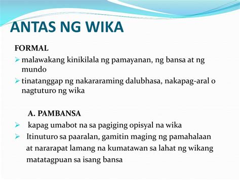 Pambansa Antas Ng Wika Halimbawa Kaugalian Pambansa | Images and Photos ...