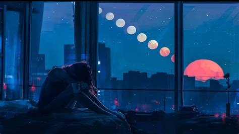 Download Sad And Lonely Girl Aesthetic Anime Background | Wallpapers.com