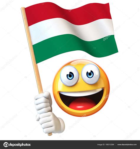 Emoji Holding Hungarian Flag Emoticon Waving National Flag Hungary ...