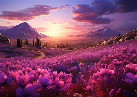 Premium AI Image | Lavender Fields at Sunset