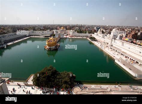 Aerial view of Harmandir Sahib or Darbar Sahib or Golden temple in ...