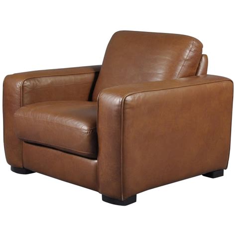 Oversized Cigar Brown High Quality Leather Club Chair Modern Leather ...