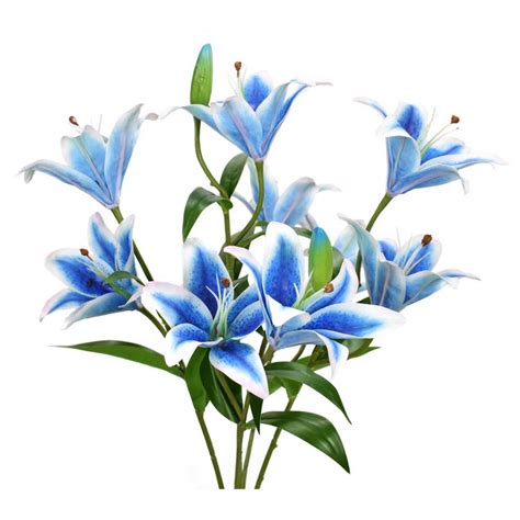 21" Blue Tiger Lily Real-Touch Bouquet with Leaves | Patriotic | Spring ...