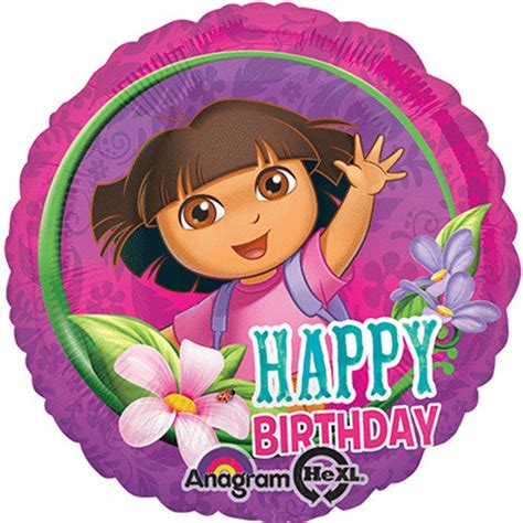 3 Dora balloon Happy Birthday Foil 18"