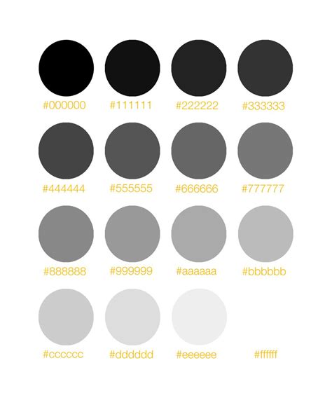 Grey scale organized neatly. ed: I learned something. | Hex color ...