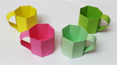 DIY MINI PAPER CUP | Easy Origami Paper Cup | Paper Crafts For School ...