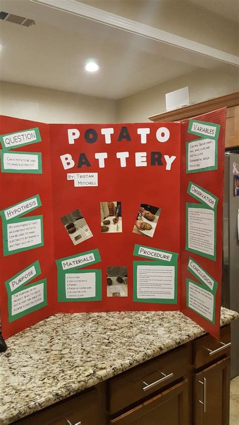 Potato Battery science fair project board. | Science fair projects ...