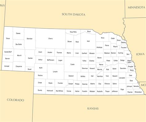 Large administrative map of Nebraska state | Vidiani.com | Maps of all ...