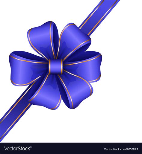 Blue gift bow with ribbon Royalty Free Vector Image