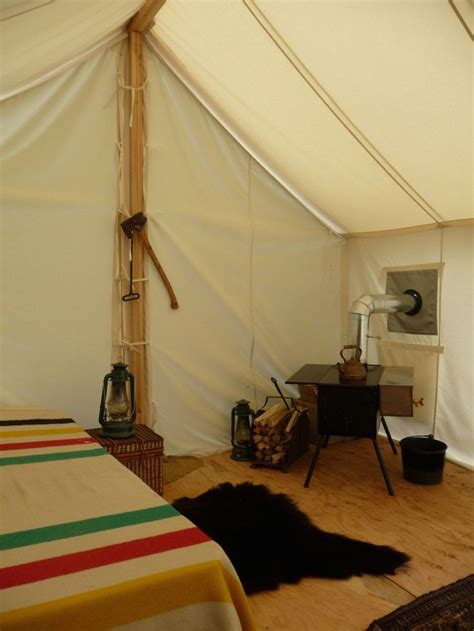 Heritage camping Canada Interior of canvas tents with Hudson's bay ...