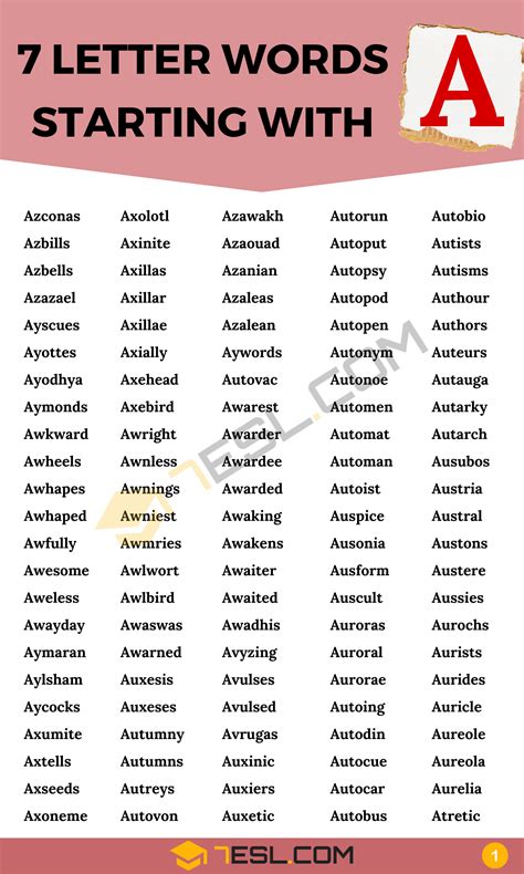 7 Letter Words Starting with A (800+ English Words) • 7ESL