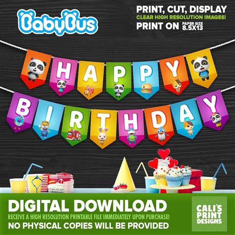 Printable Baby Bus Birthday Banners Party Decorations Babybus Party ...