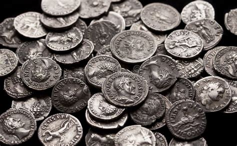 Authentic Silver Coins of Ancient Rome Stock Image - Image of economy ...