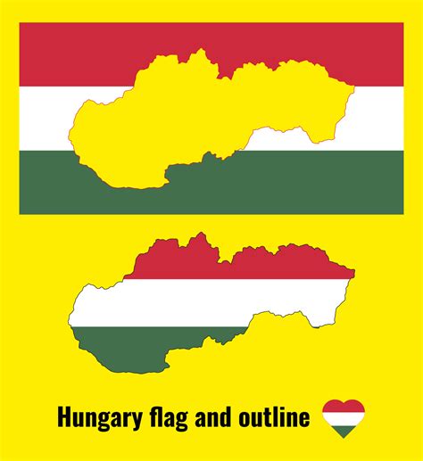 Hungary flag and outline. Flag map of Hungary. Vector illustration ...