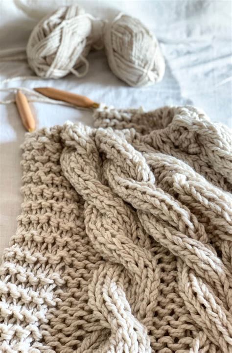 Chunky Cable Knit Blanket Pattern | Handy Little Me