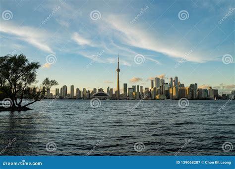 Sunset Skyline of the Toronto City Skyline with CN Tower Stock Image ...