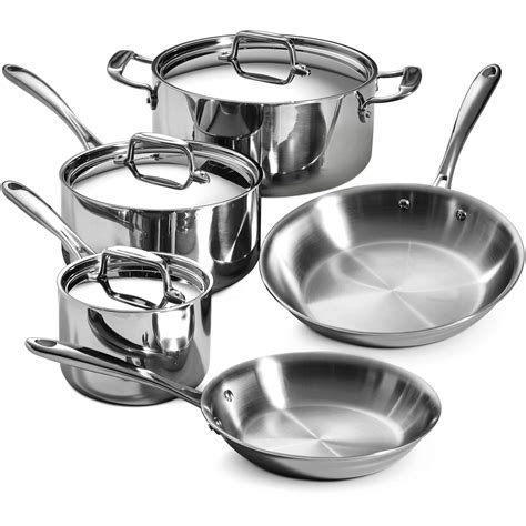 Tramontina Stainless Steel Tri-Ply Clad Cookware Set, 8 Piece - Walmart.com