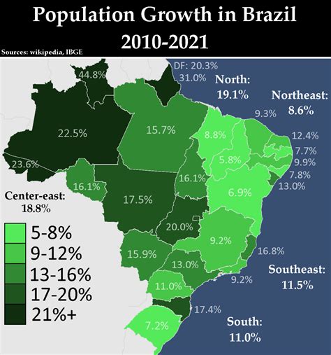 Population growth in Brazil from 2010 to 2021 by... - Maps on the Web