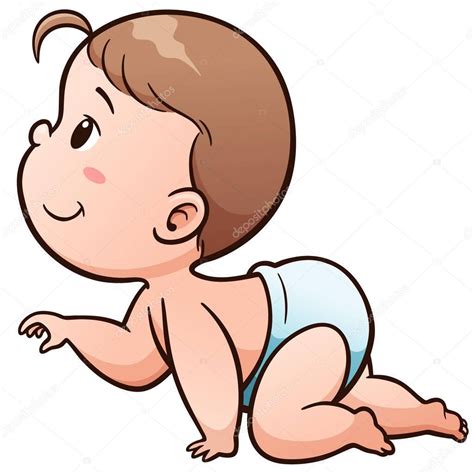 Vector ilustración de dibujos animados bebé aprenda a gatear | Baby ...