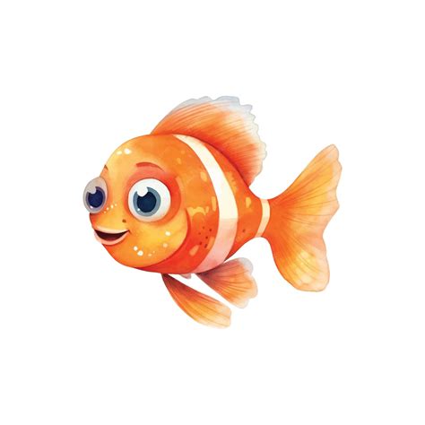 Premium Vector | Childishly cute watercolor nemo fish illustration ...