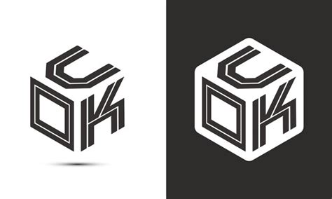 Premium Vector | Uok letter logo design with illustrator cube logo ...