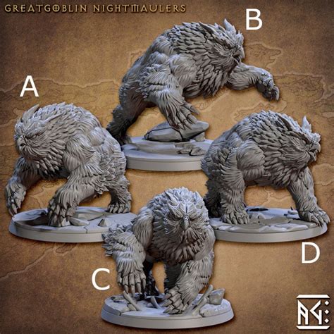 Owlbear Mini, Horned Owlbear Miniature, Pack of Owlbears Minis, Dnd ...