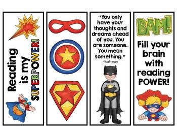 Superhero Bookmarks by Oak Roots and Arrows | Teachers Pay Teachers