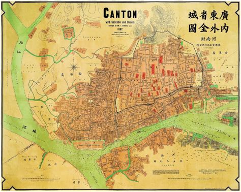 a Map of canton made in 1907. the thick, black lines indicate the city ...