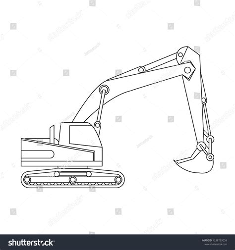 Construction Backhoe Vehicle Black White Stock Vector (Royalty Free ...