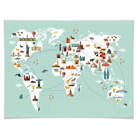 Poster Mappamondo - Travel the World | wall-art.it | Travel maps ...