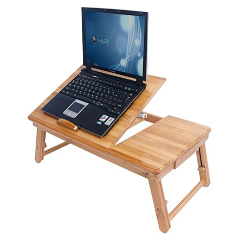 UBesGoo Bamboo Laptop Desk Adjustable Angle, Foldable Breakfast Tray ...