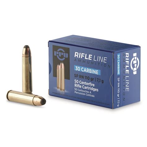 PPU, .30 Carbine, SP, 110 Grain, 50 Rounds - 222333, .30 M1 Carbine ...