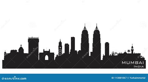 Mumbai India City Skyline Vector Silhouette Stock Vector - Illustration ...