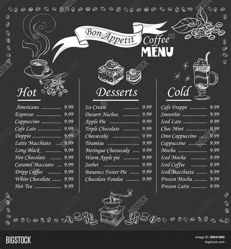 Stock Vector By Netkoff | Coffee shop menu, Cafe menu design, Coffee menu