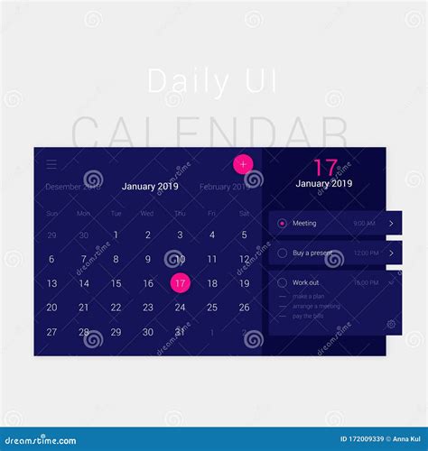 Modern Web Design Blue Calendar and Planner. Stock Vector ...