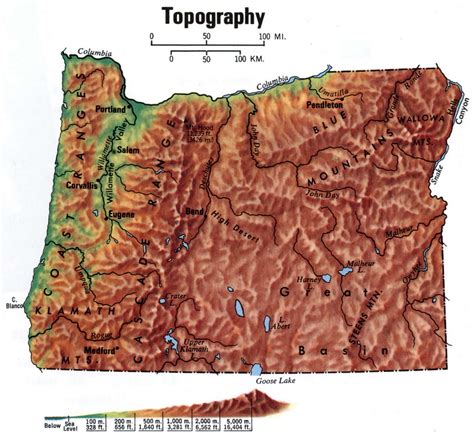 Oregon Physical Map And Oregon Topographic Map, 42% OFF