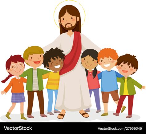 Jesus hugging kids Royalty Free Vector Image - VectorStock