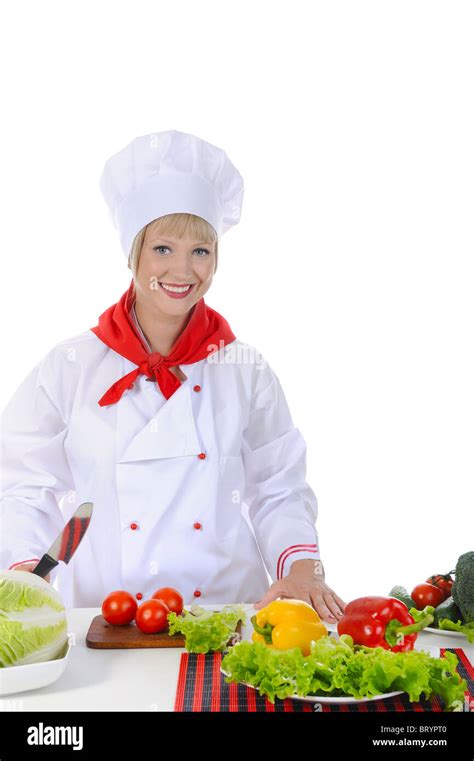 Happy Chef uniforms in preparing Stock Photo - Alamy