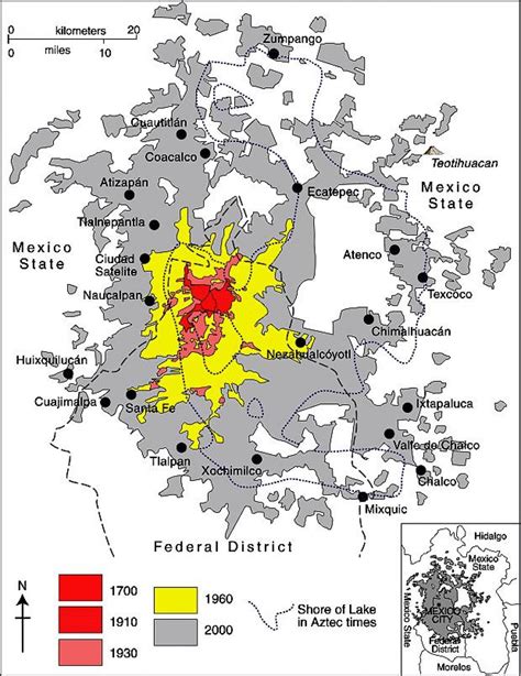 Mexico City district map - Map of Mexico City district (Mexico)